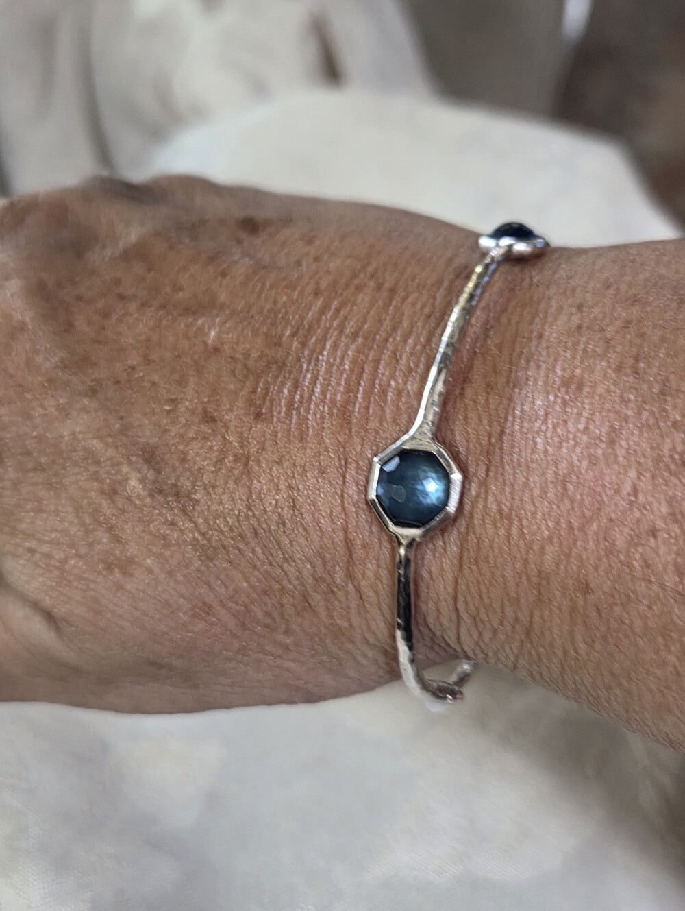 Ippolita Rock Candy 5 Stone Bangle Bracelet, Quartz, MOP, SS - Picture 13 of 14